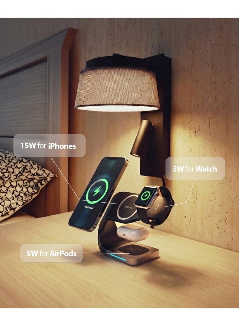 MICRODIA 【Microdia】 SNAPStation™ Curve 5-in-1 Magnetic Wireless Charging Station - 15W Fast Charge Dock for iPhone 15/14/13/12, Apple Watch & AirPods - - Image 4